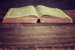 Bible on wood table